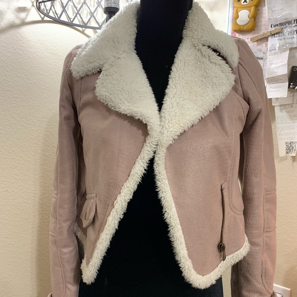 LUZ Sherpa pink Moto jacket